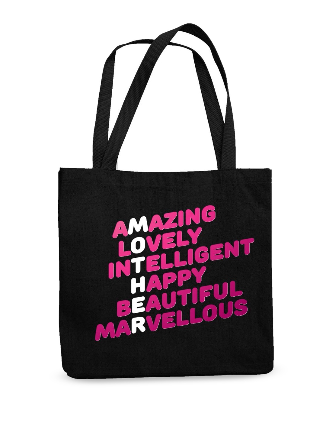 

THEYAYACAFE Typography Printed Shopper Tote Bag, Black