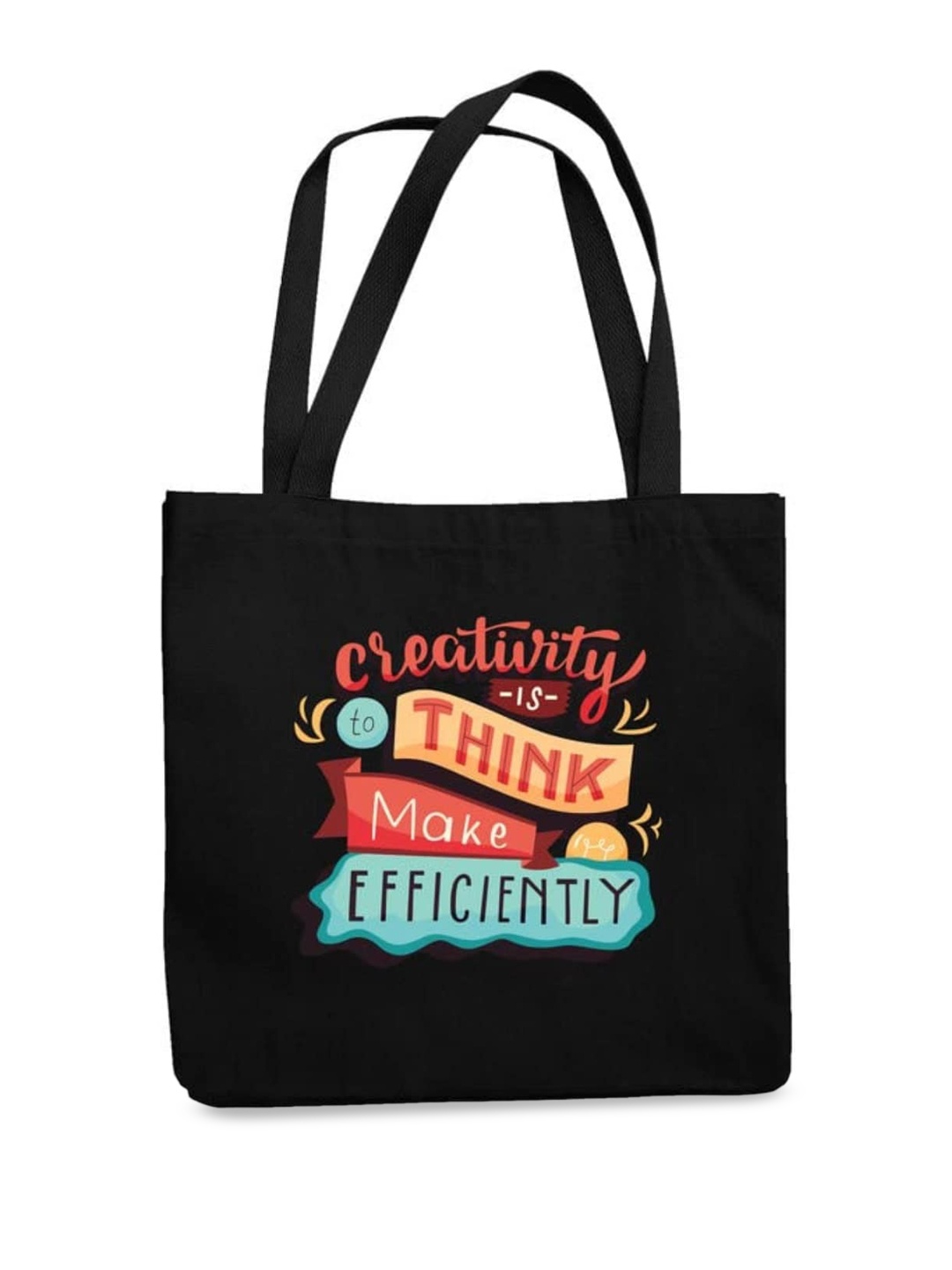 

THEYAYACAFE Typography Printed Structured Tote Bag, Black