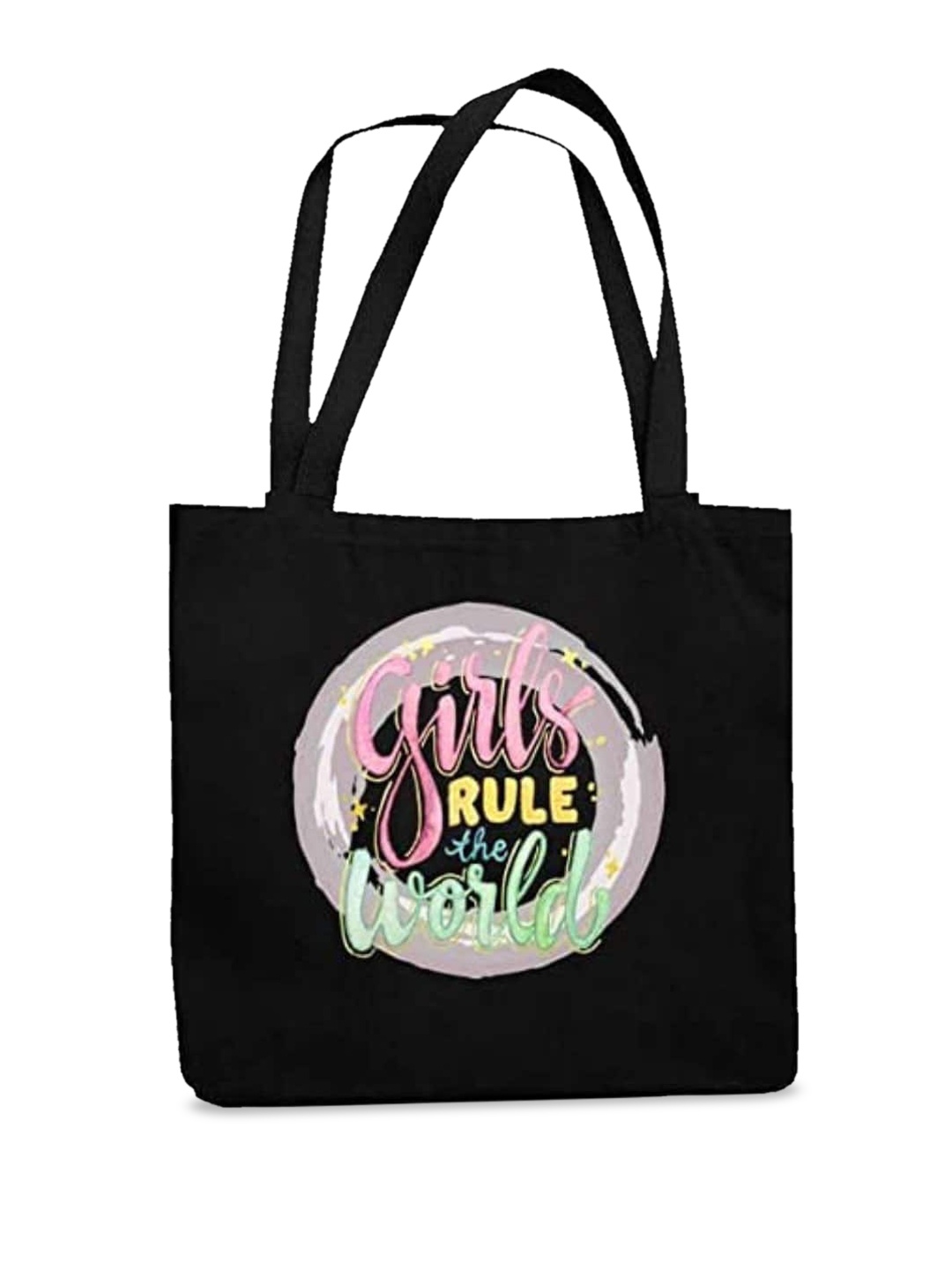 

THEYAYACAFE Typography Printed Oversized Tote Bag, Black
