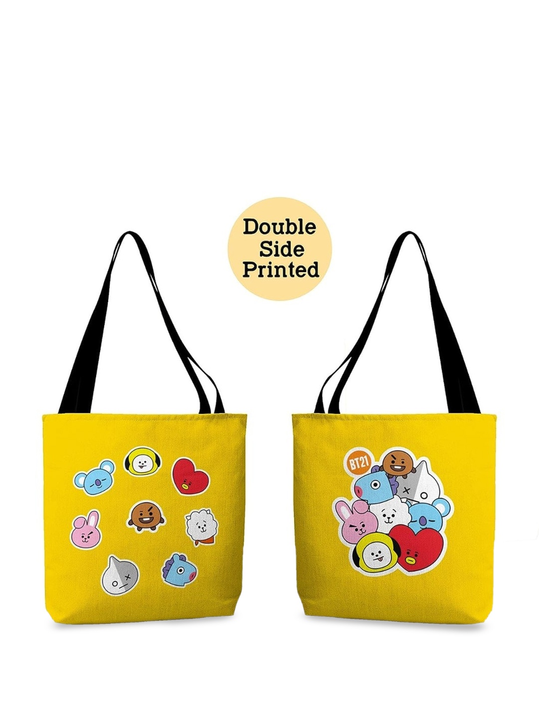 

THEYAYACAFE Graphic Printed Shopper Tote Bag, Yellow