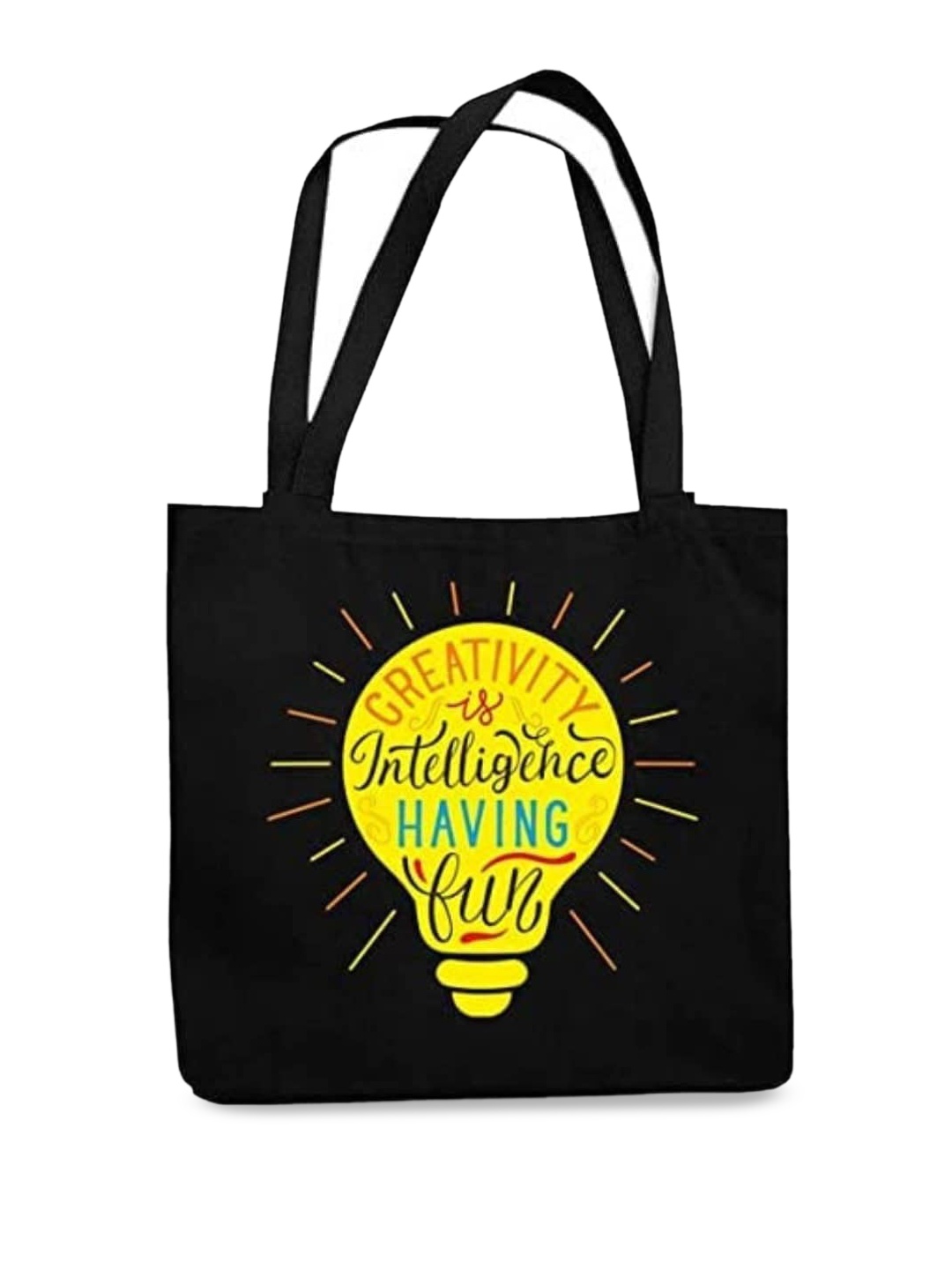 

THEYAYACAFE Typography Printed Oversized Shopper Tote Bag, Black
