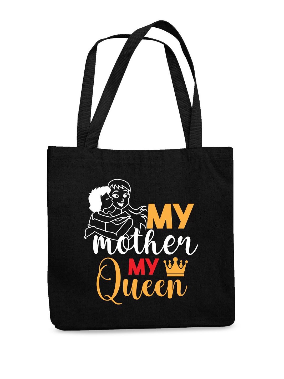 

THEYAYACAFE Typography Printed Structured Tote Bag, Black