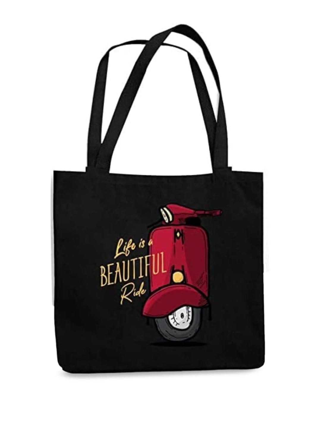 

THEYAYACAFE Graphic Printed Oversized Shopper Tote Bag, Black