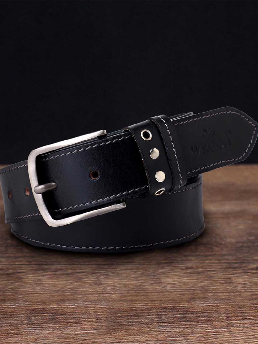 

WROGN Textured Leather Belt, Black