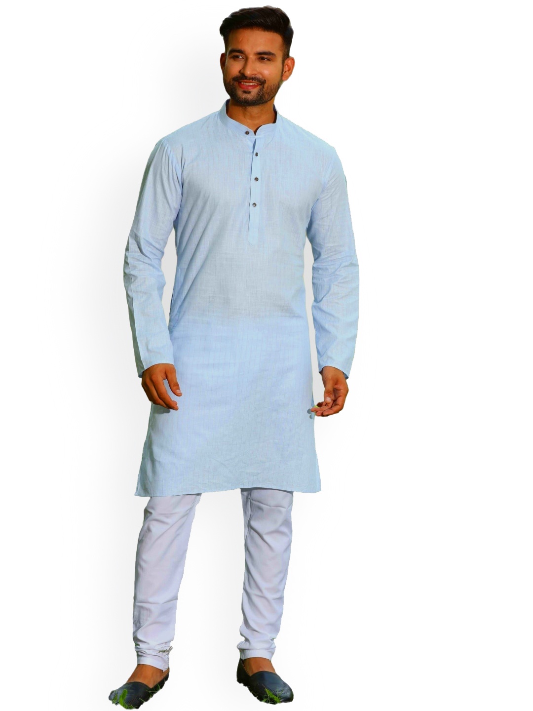 

Authentics Men Blue Striped Regular Pure Cotton Kurta with Pyjamas