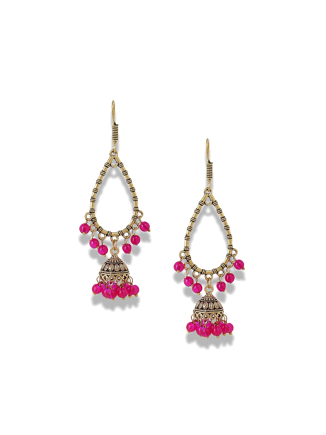 

Mali Fionna Gold-Toned & Pink Teardrop Shaped Drop Earrings