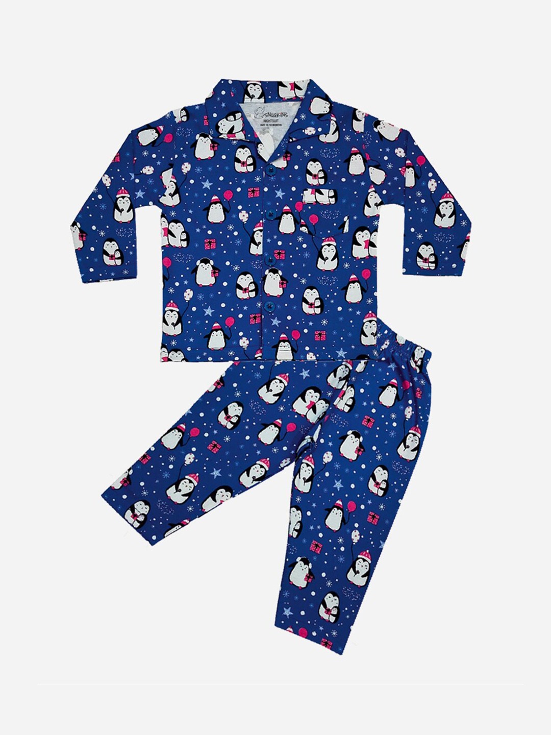 

Snugkins Kids Graphic Printed Pure Cotton Shirt With Pyjamas, Navy blue