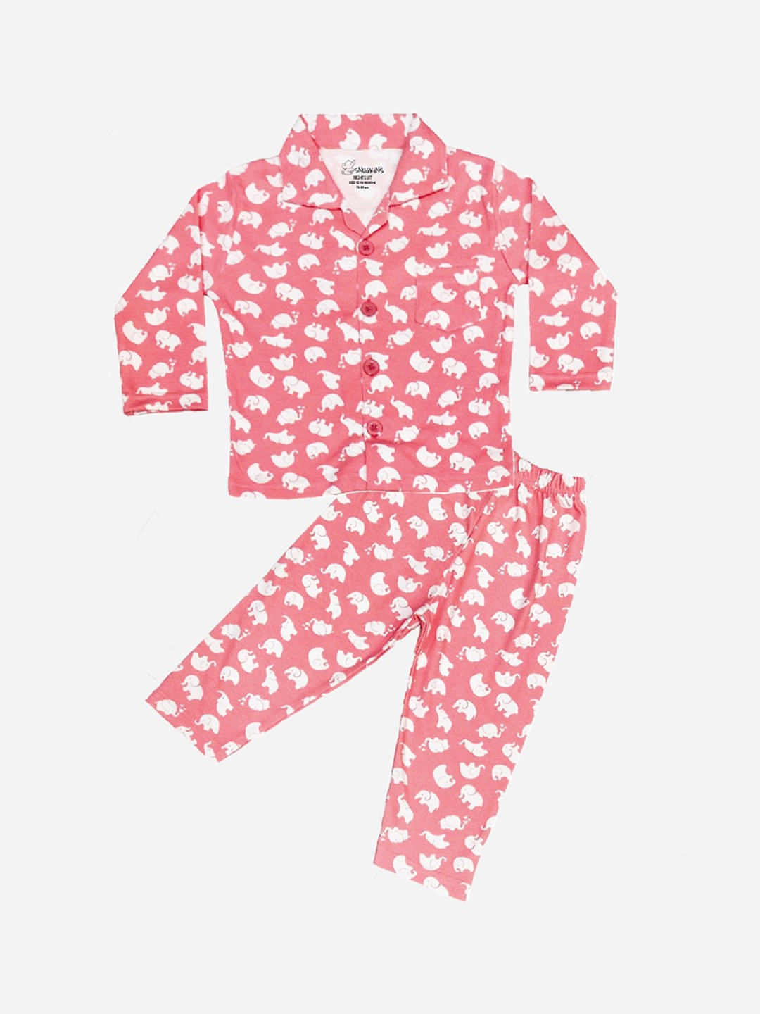

Snugkins Kids Graphic Printed Pure Cotton Shirt With Pyjamas, Red