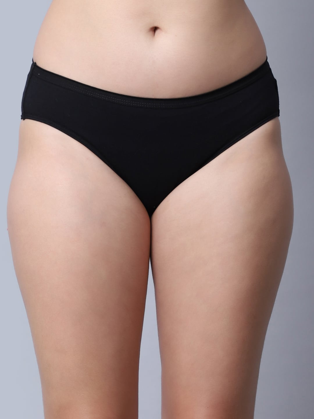 

GRACIT Mid-Rise Hipster Seamless Cotton Briefs, Black