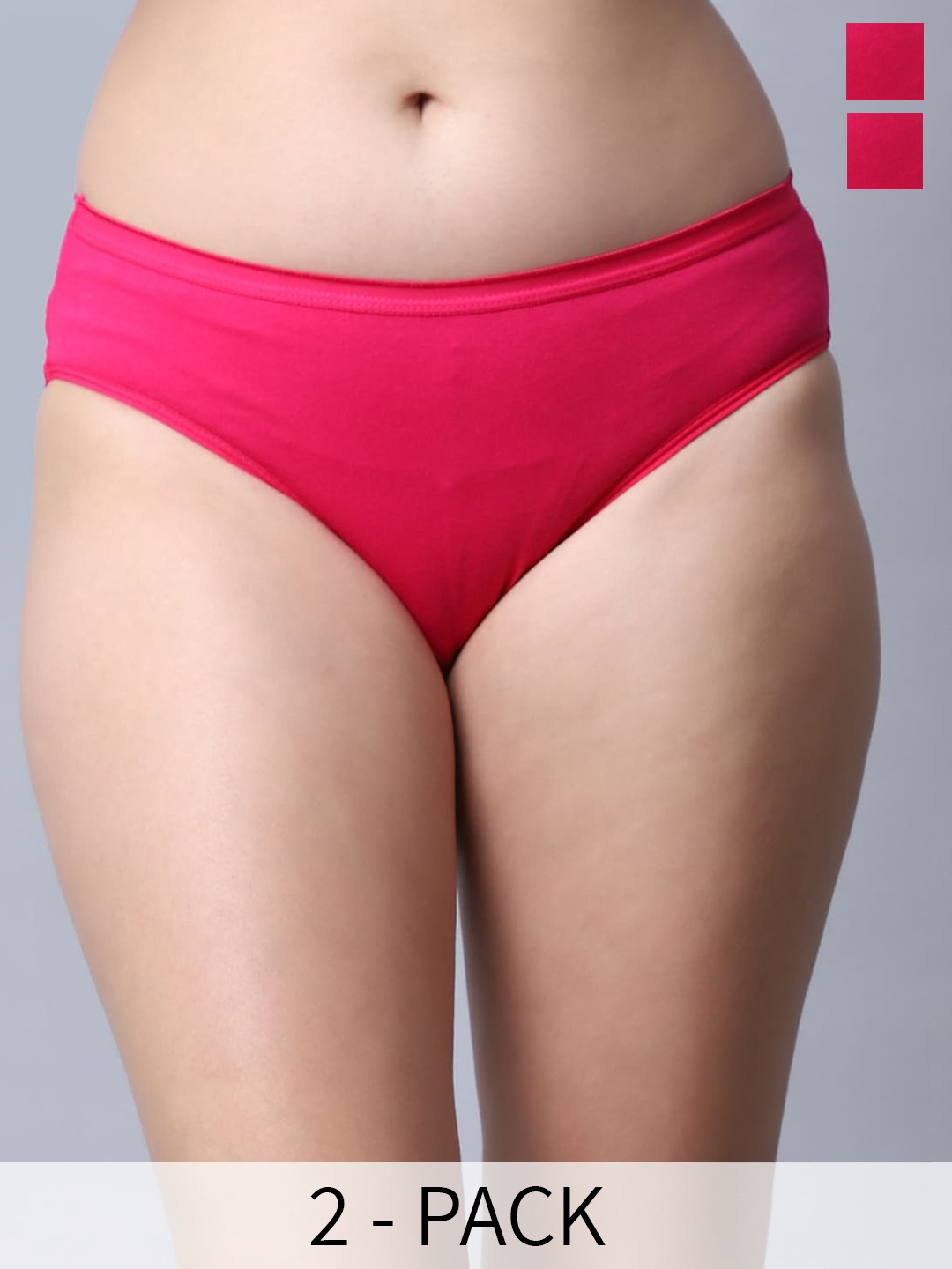 

GRACIT Pack Of 2 Mid-Rise Hipster Seamless Cotton Briefs, Pink