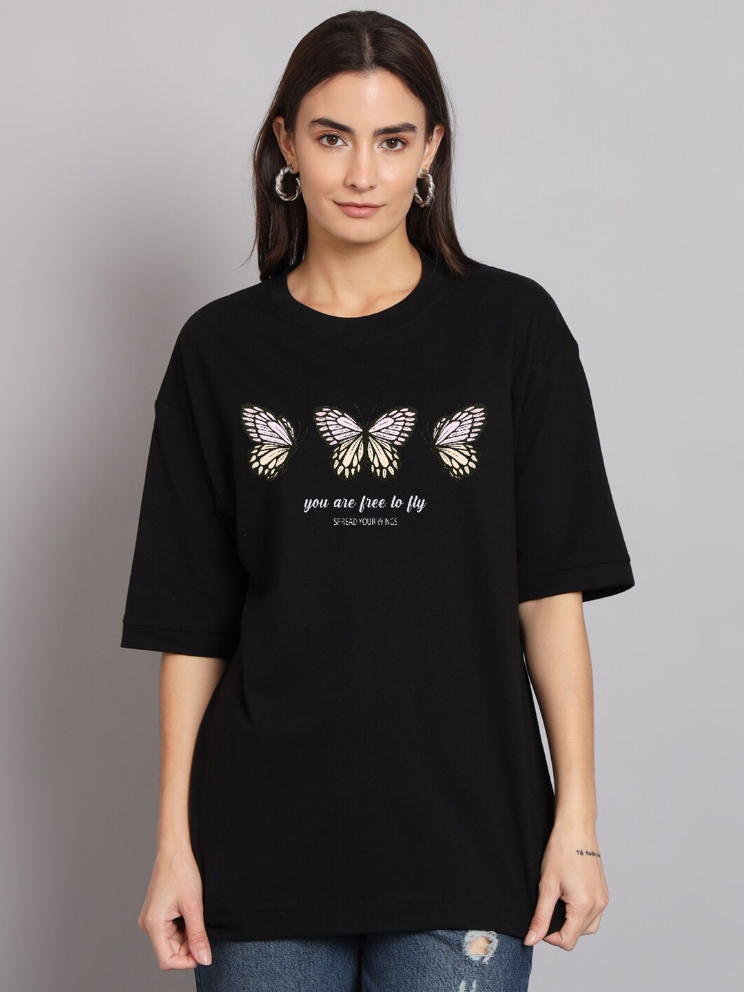 

The Modern Soul Typography Printed Oversized T-shirt, Black