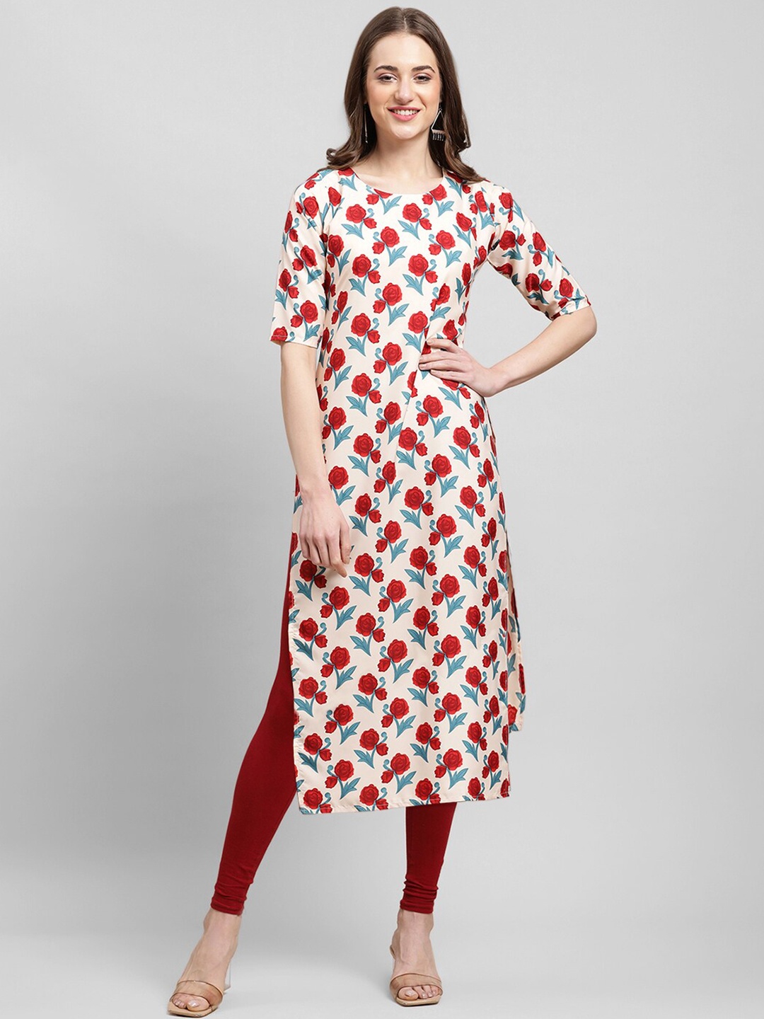 

7Threads Ethnic Motifs Printed Kurta, Off white