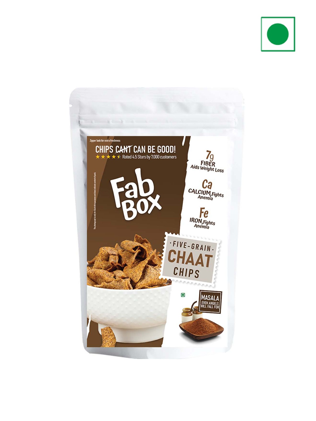 

FabBox Five Grain Chaat Chips-160gms, Green