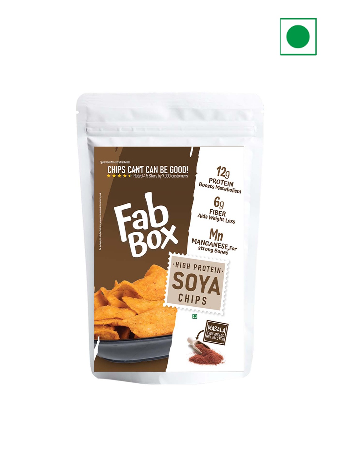 

FabBox High Protein Soya Chips 210gms, White