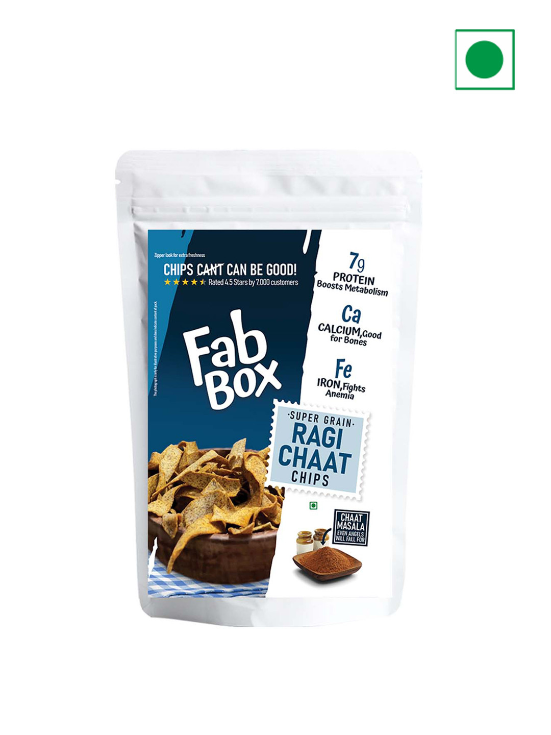 

FabBox Ragi Chaat Chips 210-gms, Green