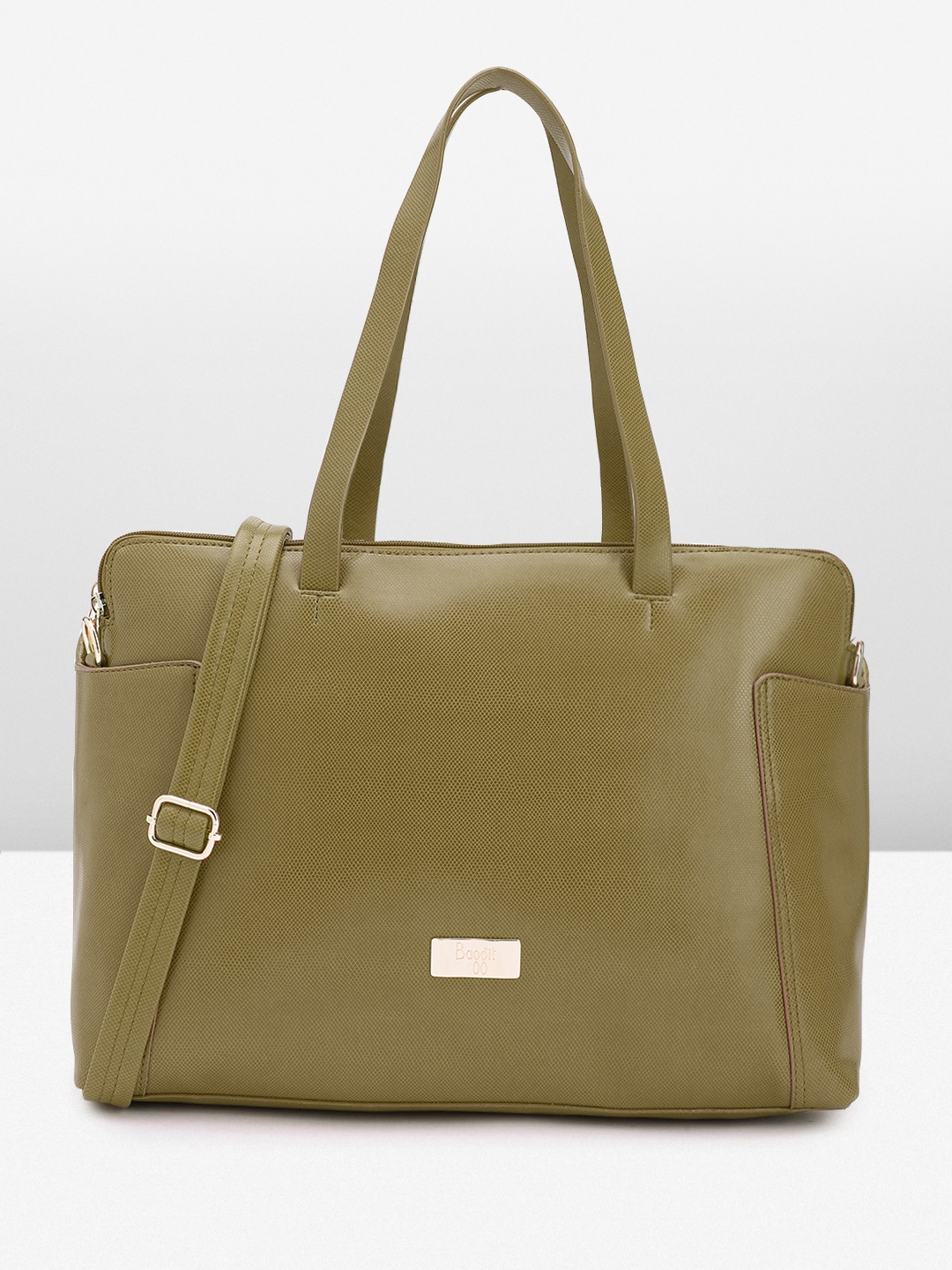 

Baggit Oversized Structured Shoulder Bag with Laptop Sleeve, Green
