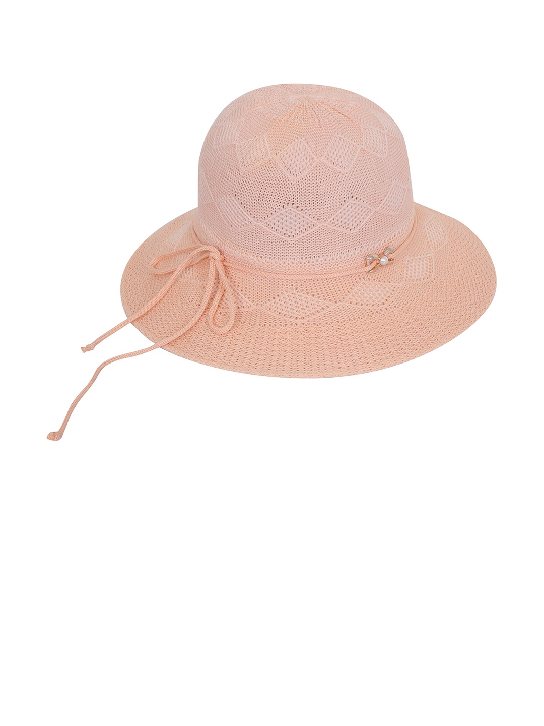 

FabSeasons Women Self Design Embellished Sun Hat, Peach