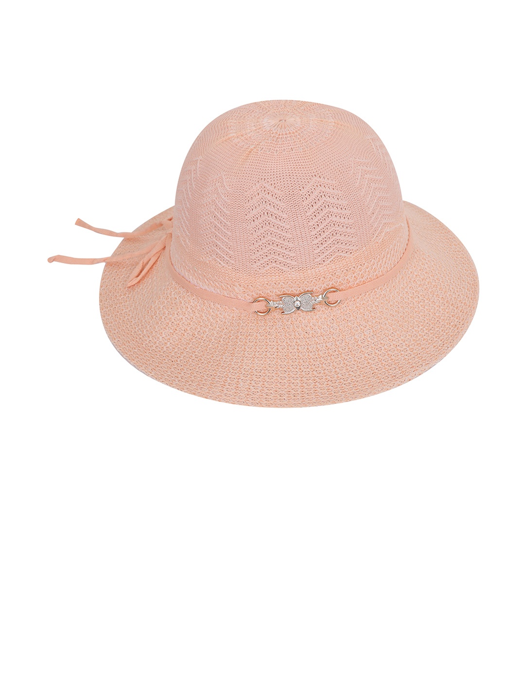 

FabSeasons Women Self Design Embellished Sun Hat, Peach