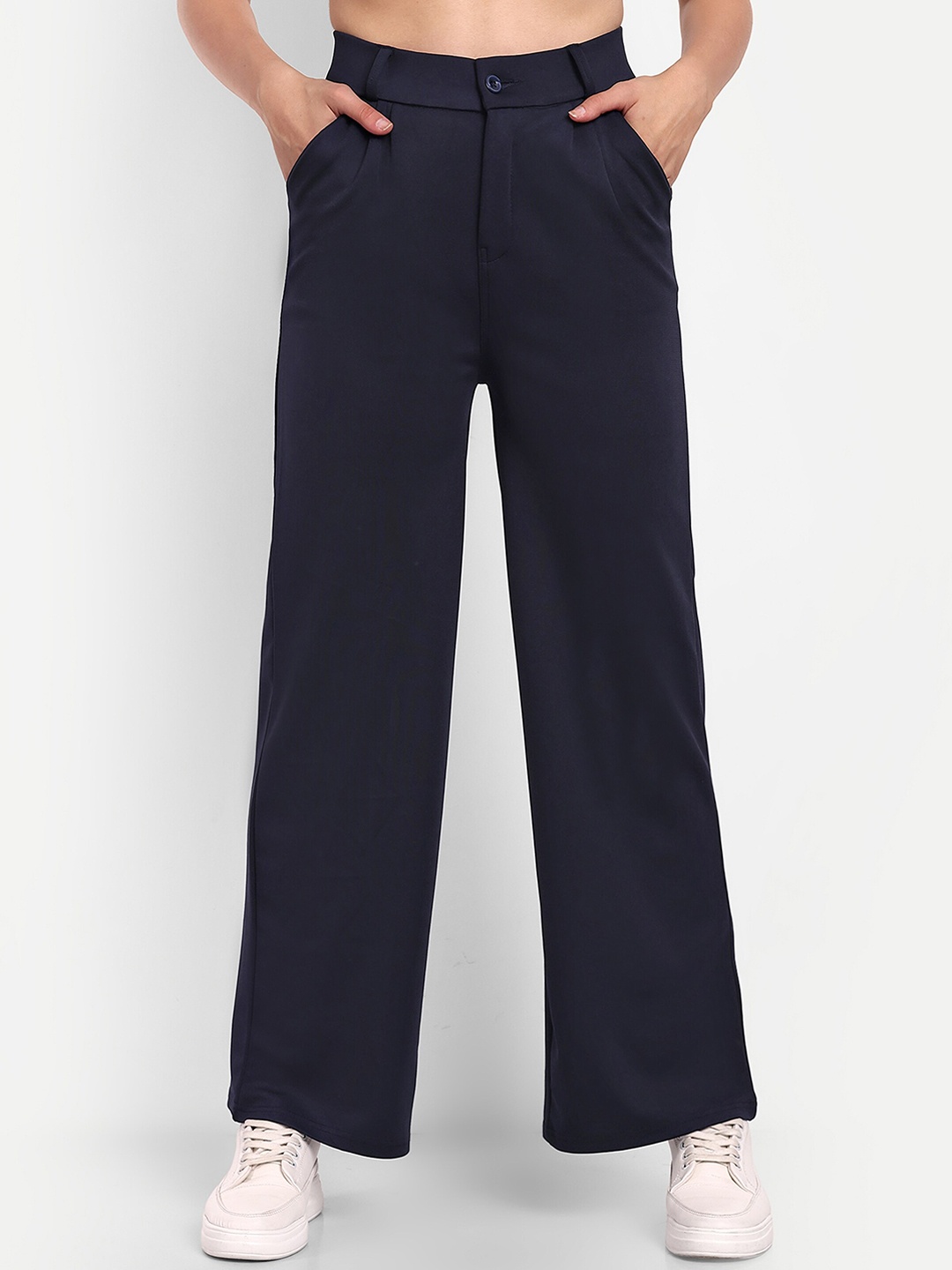

BROADSTAR Women Pleated Korean Pants, Navy blue