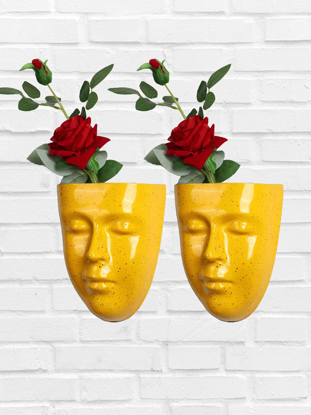 

Stylespace by Isha Yellow 2 Pieces Textured Face Planters