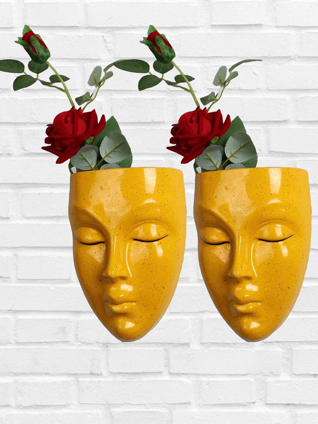 

Stylespace by Isha Yellow 2 Pieces Textured Face Planters