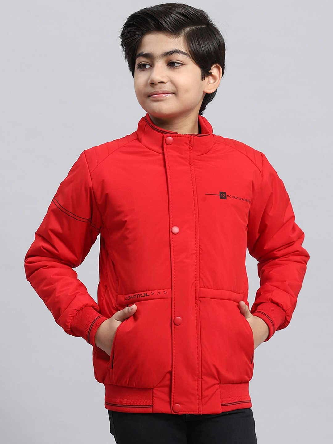 

Monte Carlo Boys Mock Collar Lightweight Puffer Jacket, Red