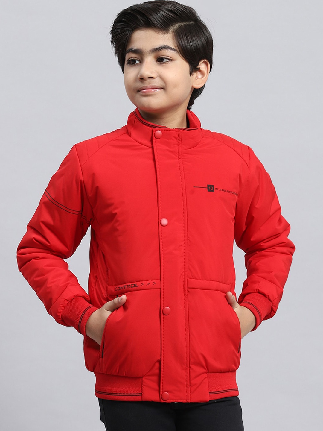 

Monte Carlo Boys Lightweight Stand Collar Puffer Jacket, Red