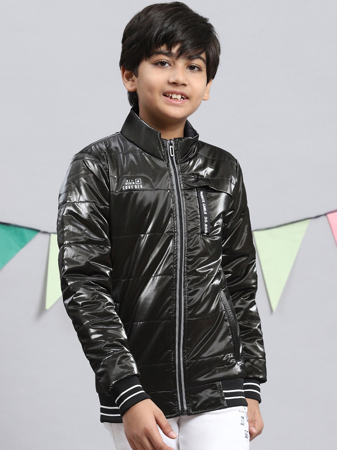 

Monte Carlo Boys Mock Collar Lightweight Padded Jacket, Black