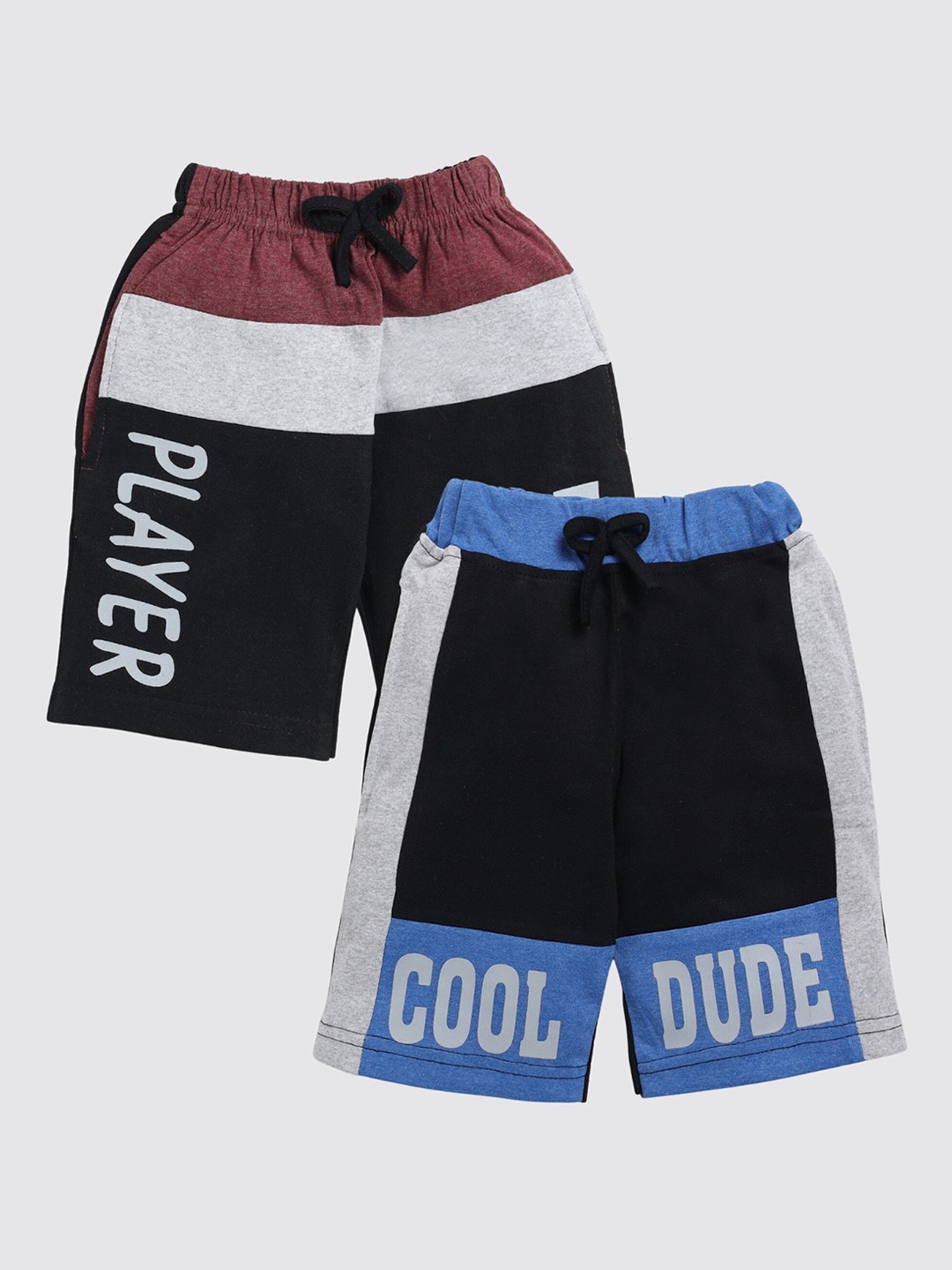 

Toonyport Boys Pack Of 2 Colourblocked Cotton Shorts, Black