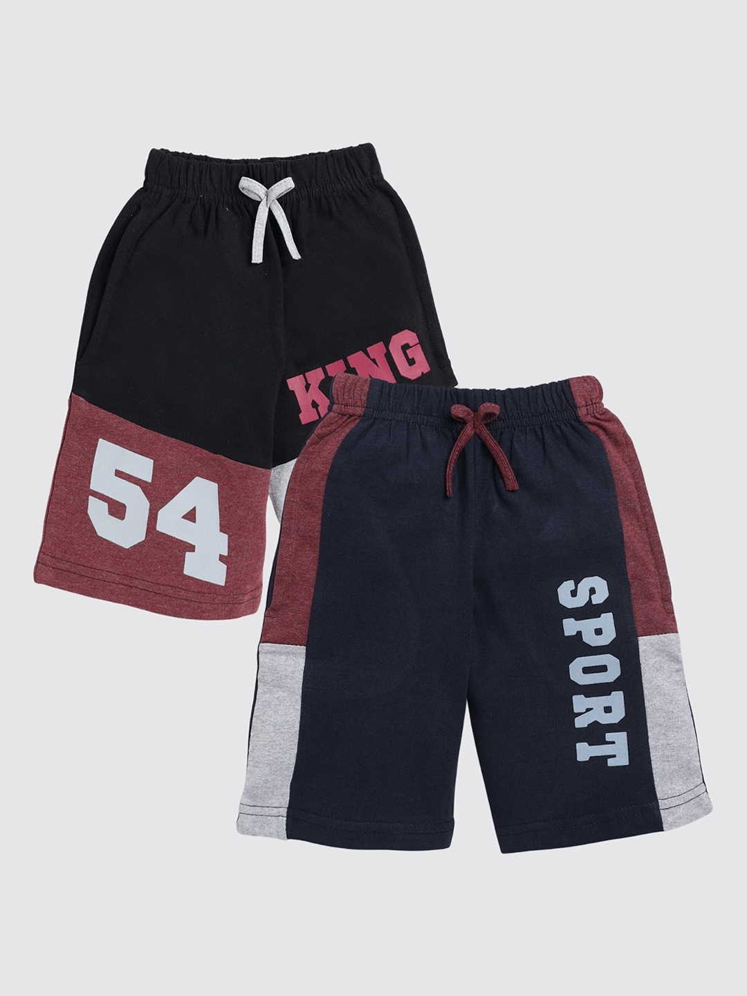 

Toonyport Boys Pack Of 2 Typography Printed Cotton Shorts, Black