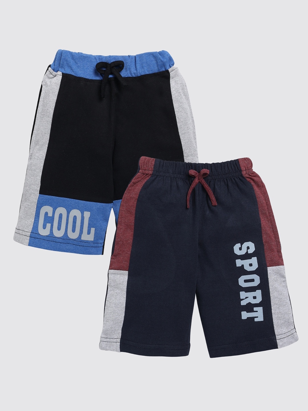 

Toonyport Boys Pack Of 2 Typography Printed Cotton Shorts, Black