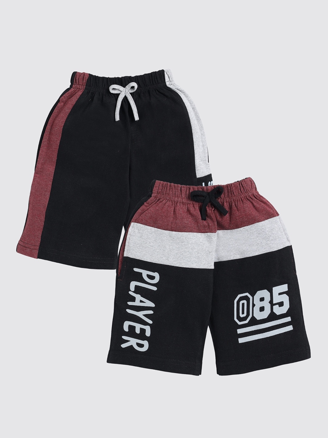 

Toonyport Boys Pack Of 2 Colourblocked Cotton Shorts, Black