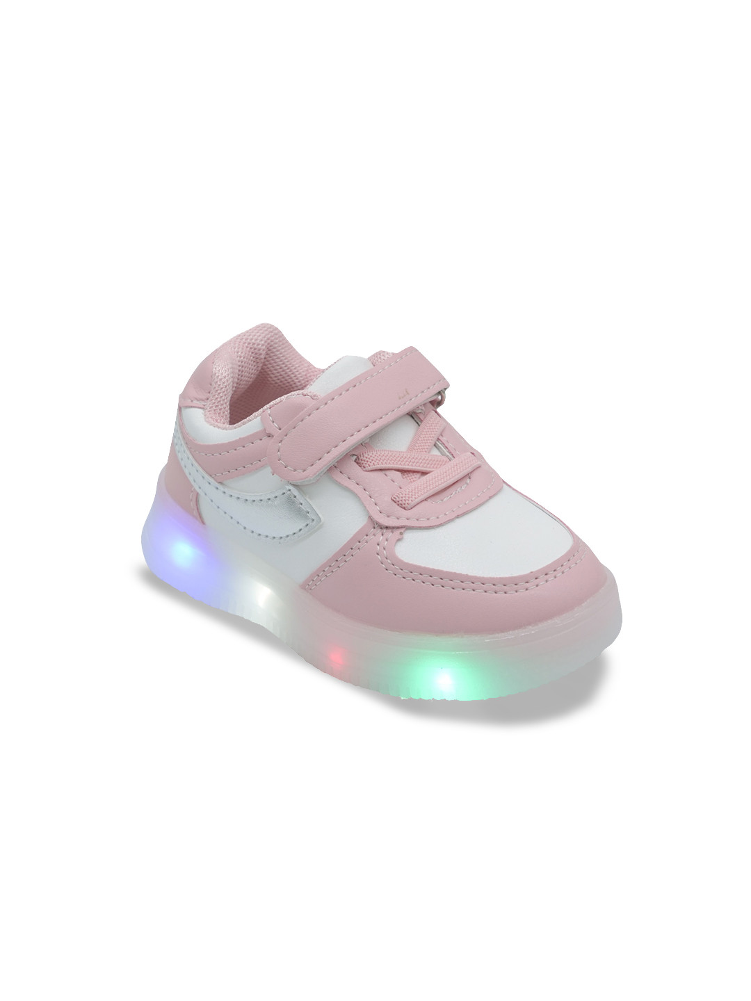 

FEETWELL SHOES Kids Colourblocked LED Velcro Sneakers, Pink