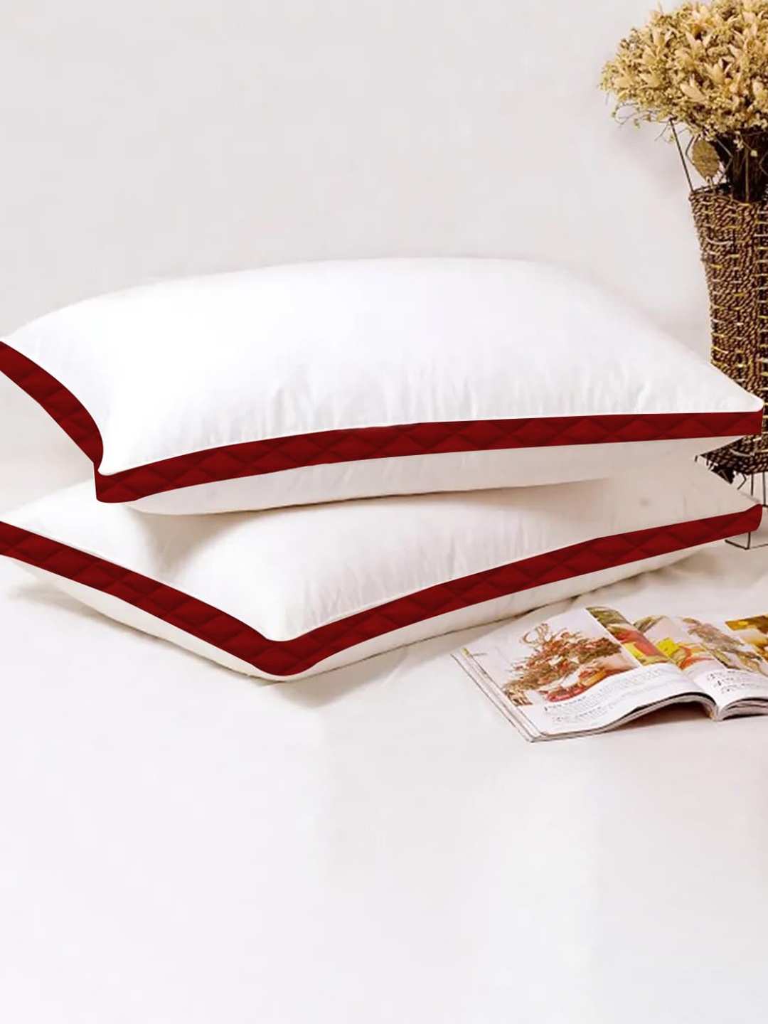 

Adbeni White & Maroon 2 Pieces Breathable Sleeping Pillows