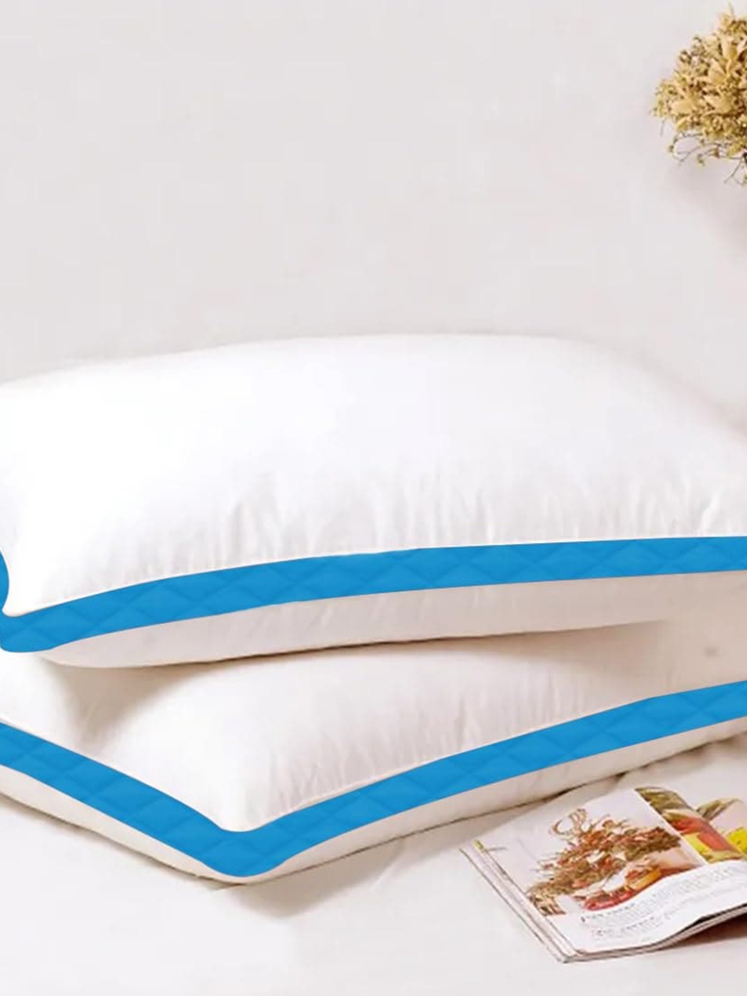 

Adbeni White & Blue 2 Pieces Breathable Sleeping Pillows