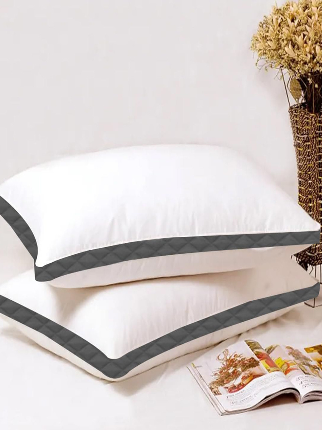 

Adbeni White & Grey 2 Pieces Breathable Sleeping Pillows