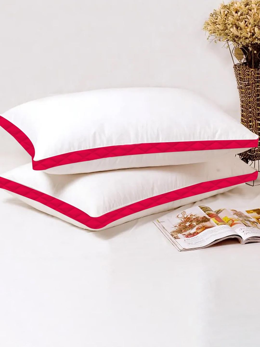 

Adbeni White & Pink 2 Pieces Breathable Sleeping Pillows