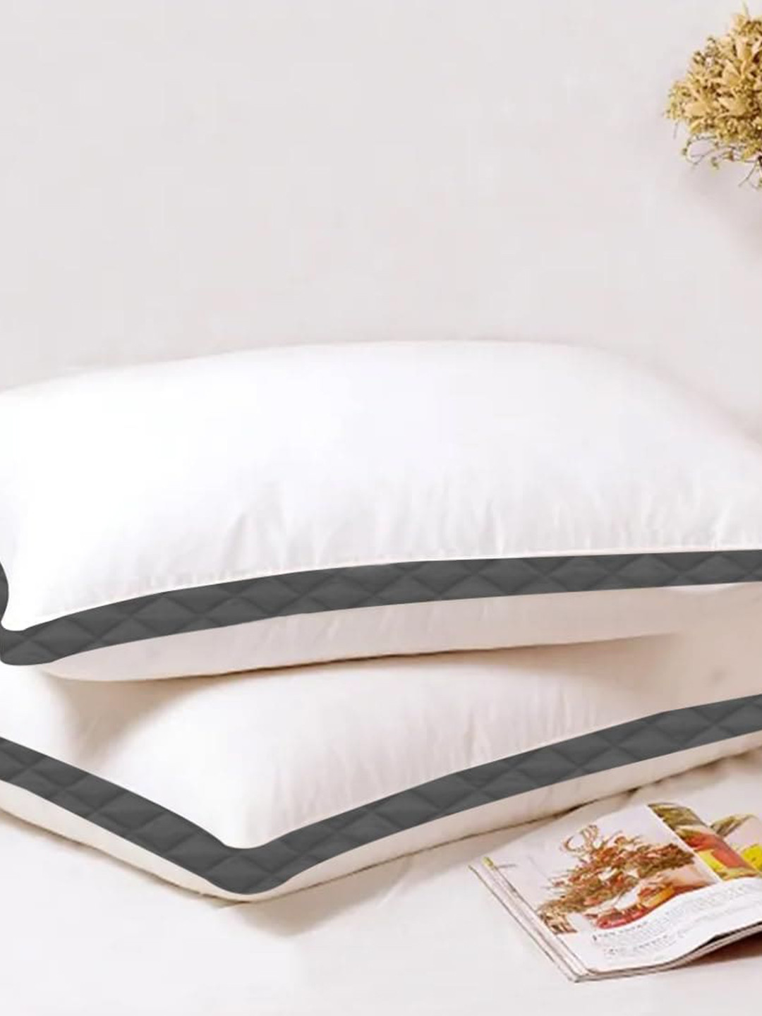 

Adbeni White & Grey 2 Pieces Breathable Sleeping Pillows