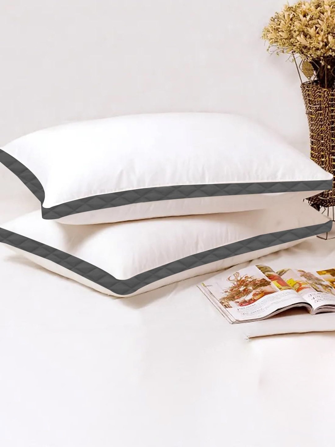 

Adbeni White & Grey 2 Pieces Breathable Sleeping Pillows