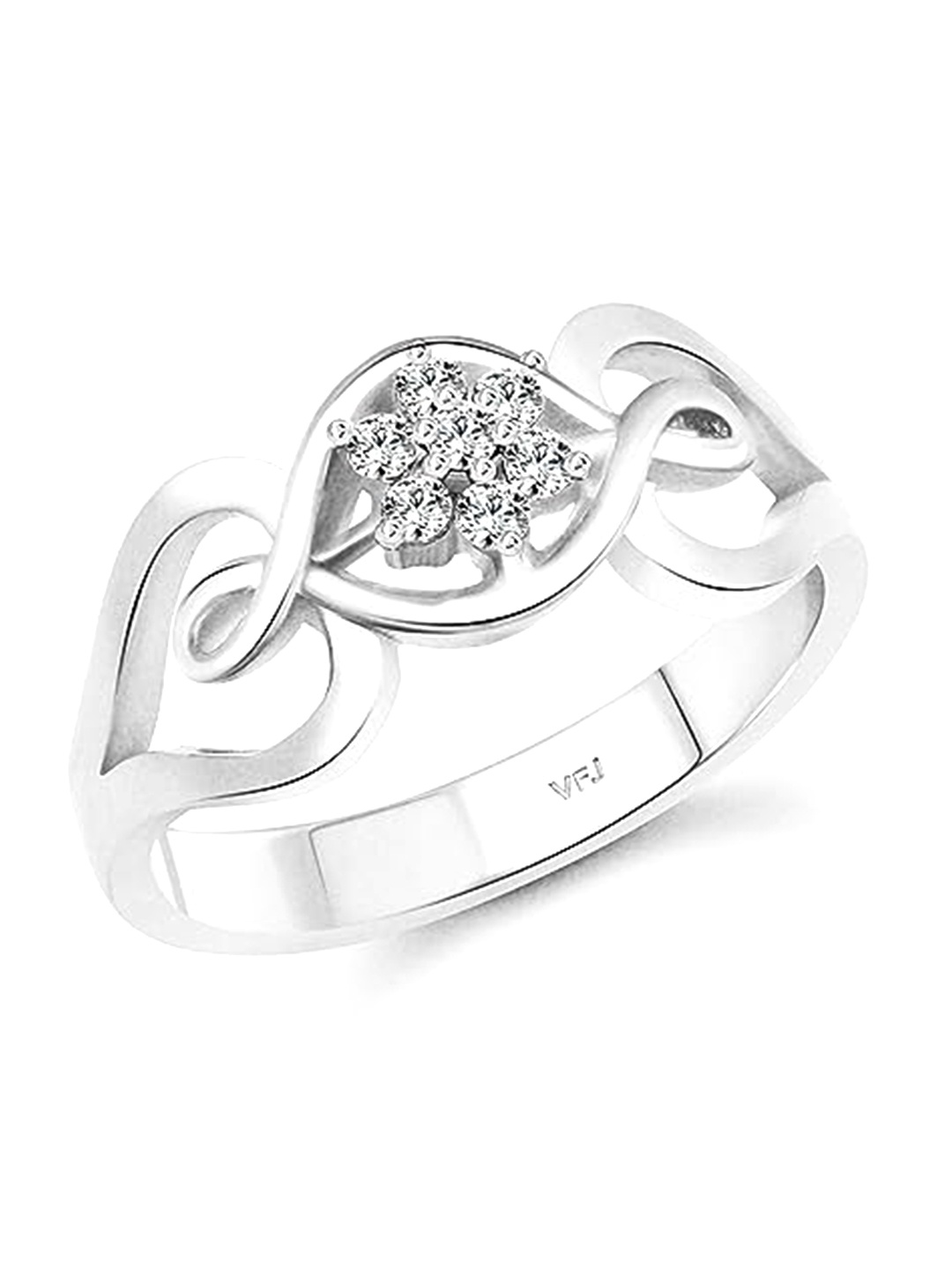 

Vighnaharta CZ Studded Adjustable Finger Ring, Silver