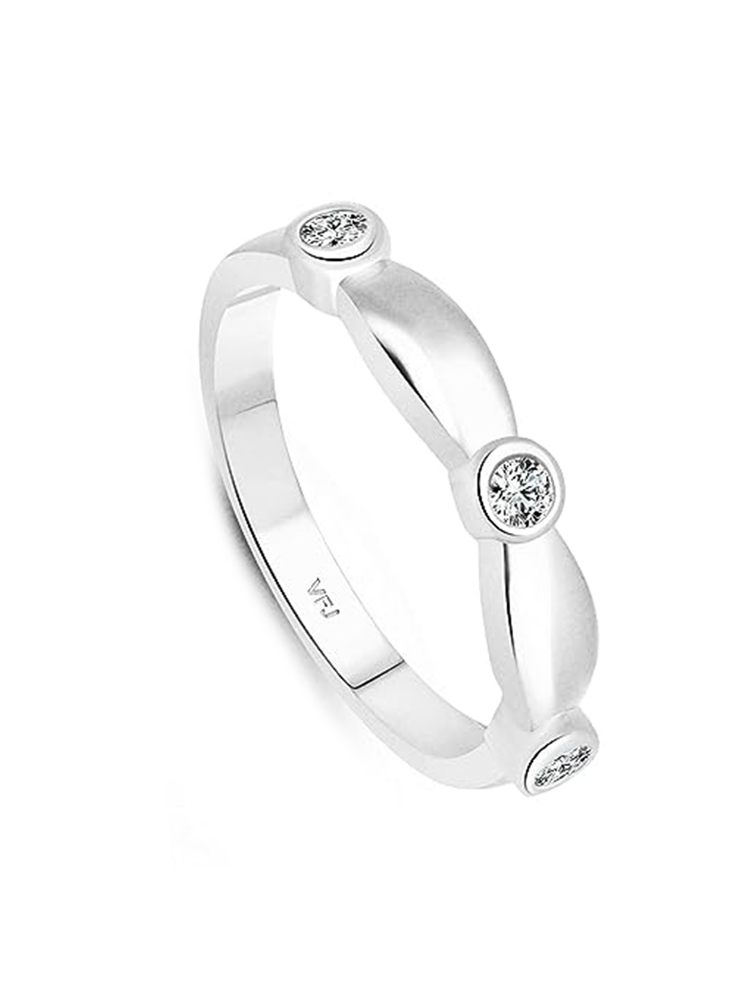 

Vighnaharta Rhodium-Plated Cubic Zirconia-Studded Finger Ring, Silver