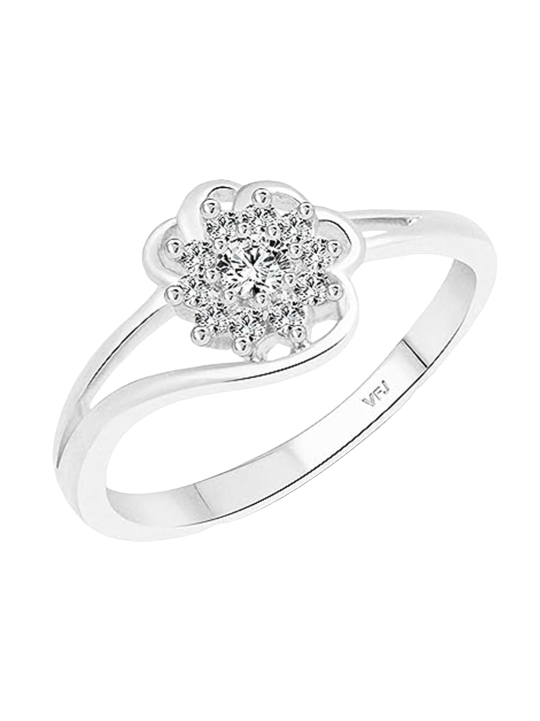 

Vighnaharta Rhodium-Plated CZ-Studded Finger Ring, Silver