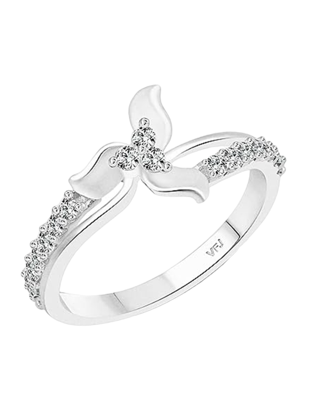 

Vighnaharta Gold-Plated CZ- Studded Adjustable Finger Ring, Silver