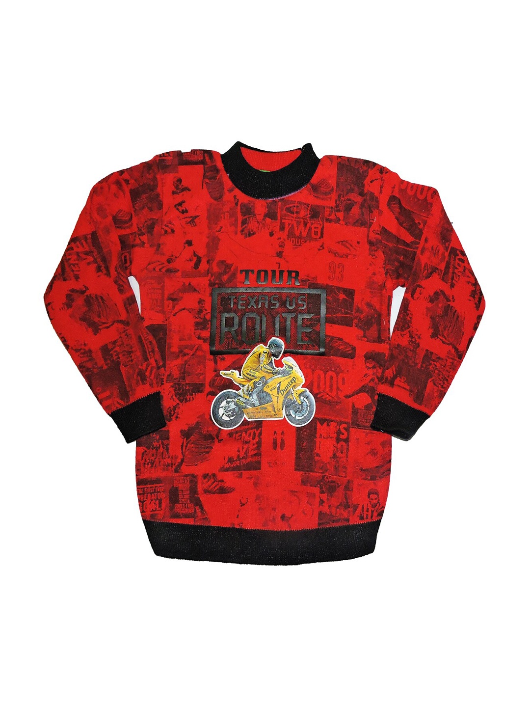 

BAESD Boys Typography Printed Woollen Pullover, Red