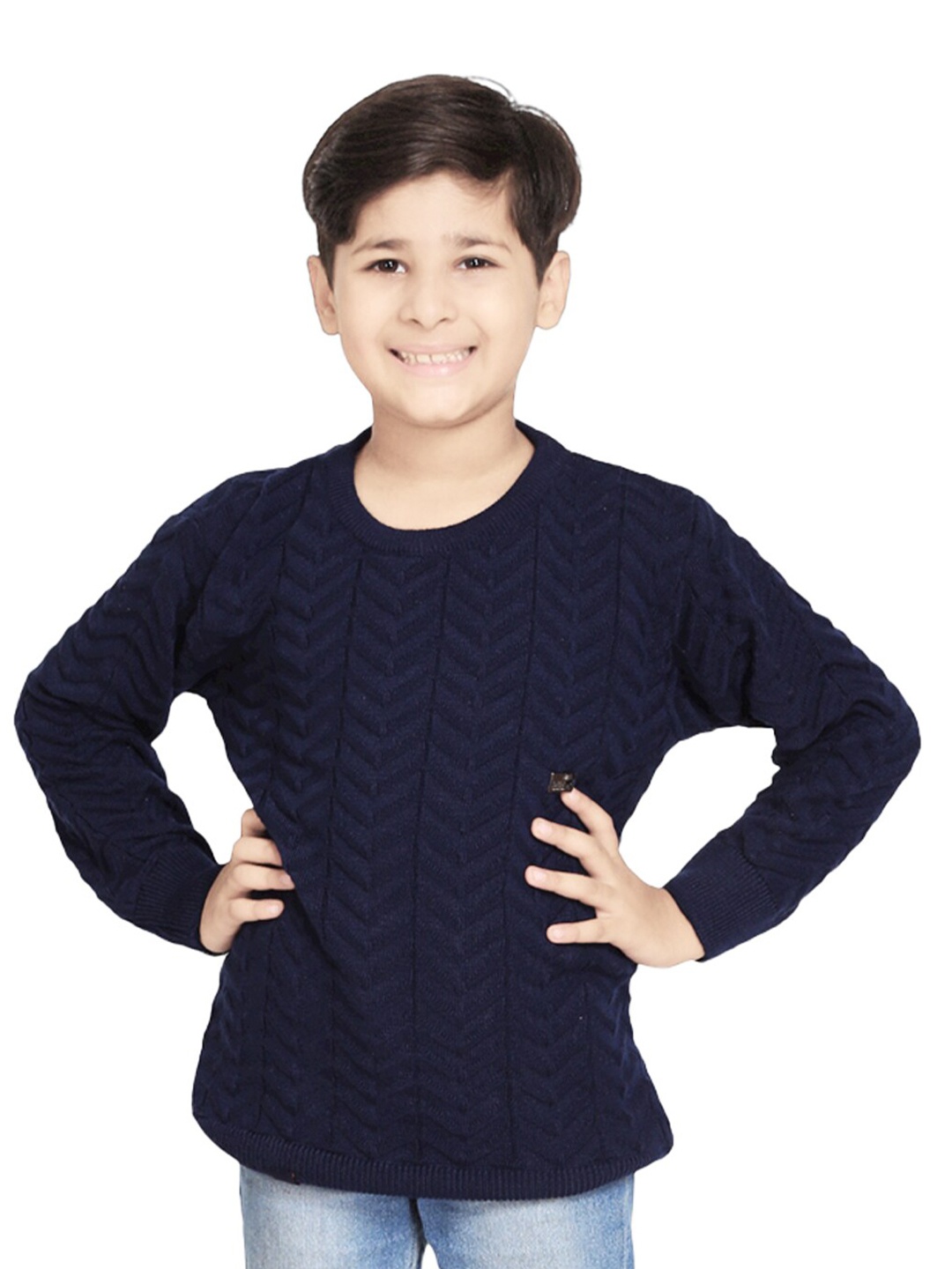 

BAESD Boys Cable Knit Woollen Pullover, Navy blue