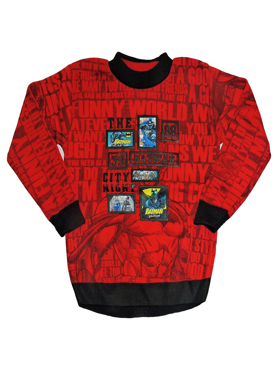 

BAESD Boys Typography Printed Woollen Pullover, Red