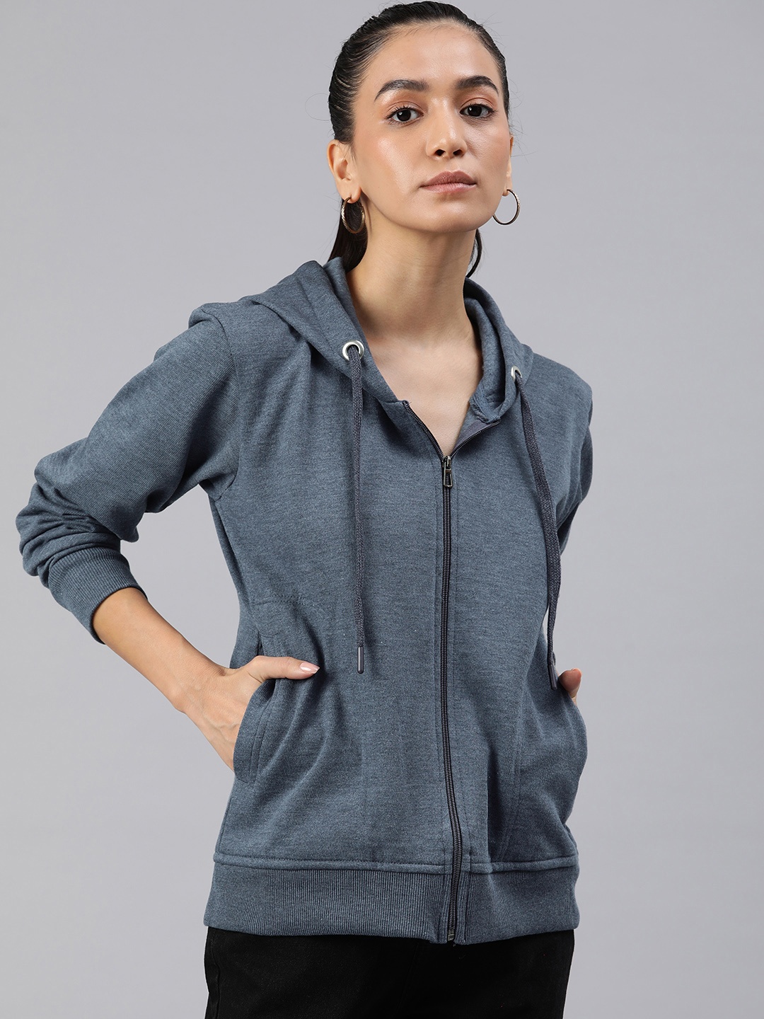 

ADBUCKS Hooded Longline Sweatshirt, Grey melange