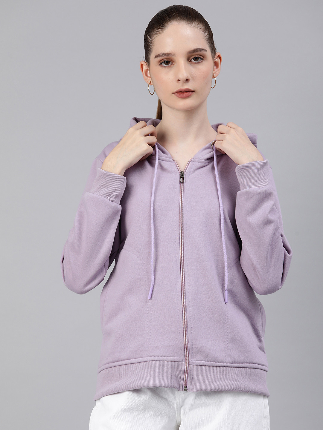 

ADBUCKS Hooded Longline Sweatshirt, Lavender