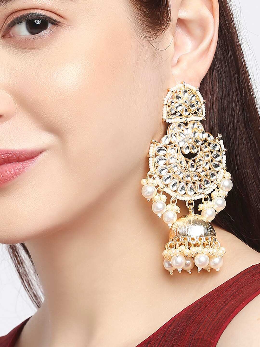 

OOMPH Kundan Dome Shaped Jhumkas, Gold