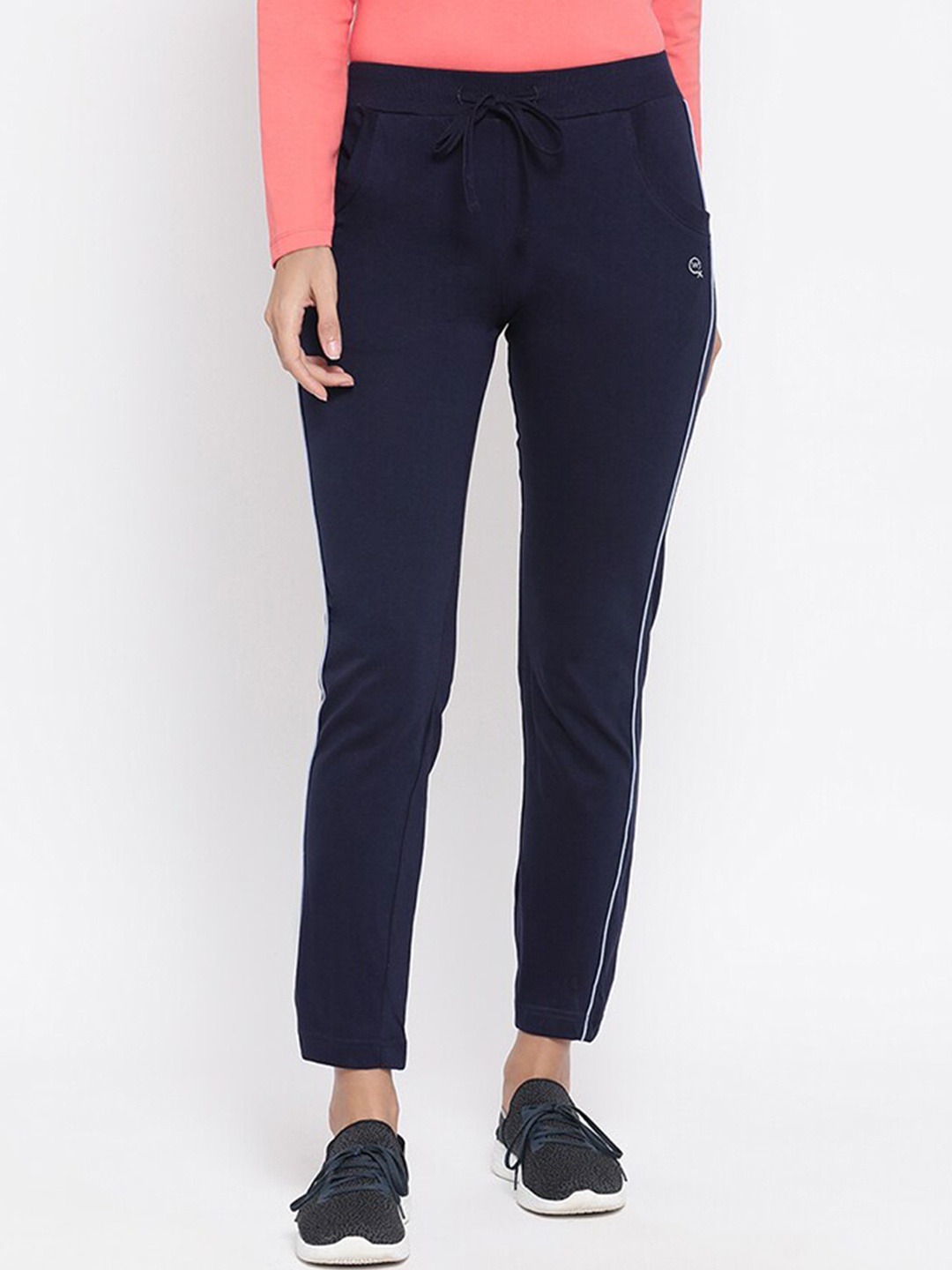 

Macrowoman W-Series Women Cotton Mid-Rise Track Pants, Navy blue